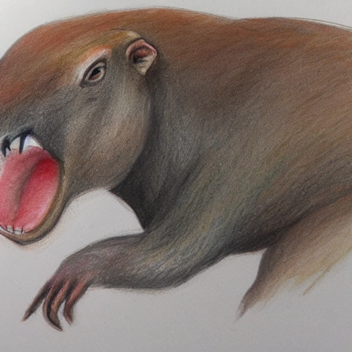 capybara dessing dinosaur,  Pencil Sketch,, Water Color