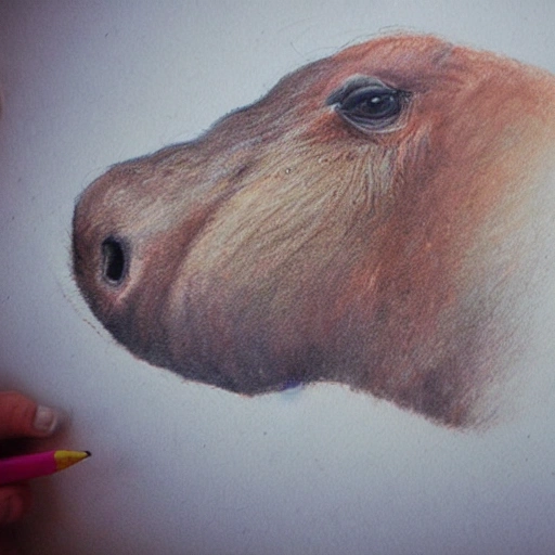 capybara dessing dinosaur,  Pencil Sketch,, Water Color