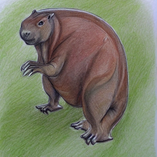 dinosaur capybara ,  Pencil Sketch,, Water Color