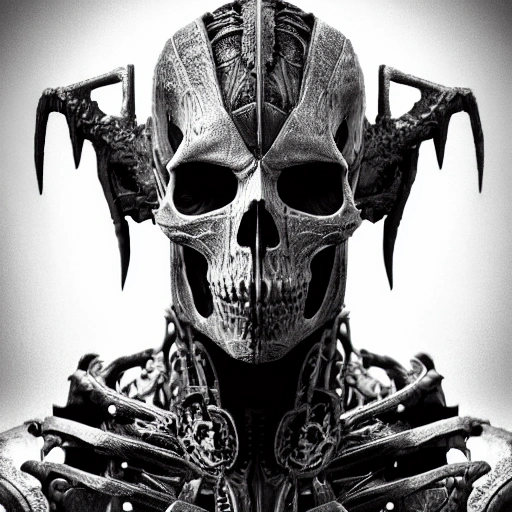 SKULL CIBERPUNK /// photo, portrait+  style, intricate, symmetrical face front view, dark fantasy, hyperrealistic render details, ultra detailed cyberpunk warrior ("Character") from Mortal Kombat, ("Color") tint, Ni-Oh, high contrast, 8k photographic style, matte painting, octane render, blured background, HD, soft ambiant light