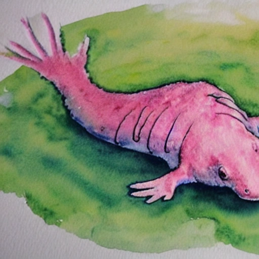 , Water Color, axolotl, pink