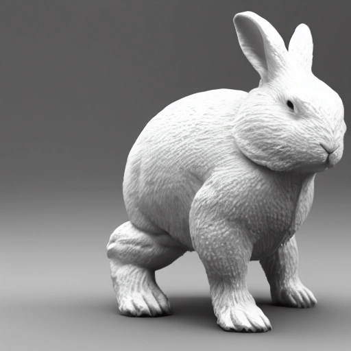 a white rabbit is riding a motorcycle, detailed, c4d render, huge head and tiny arms,