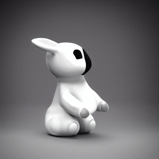 a white rabbit is riding a black motorcycle, c4d render, huge head and tiny arms,