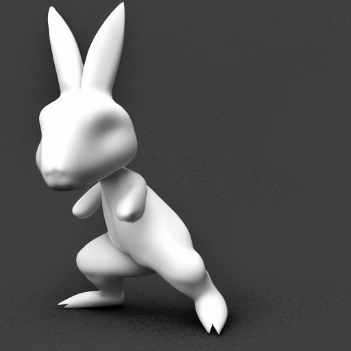 a white rabbit is riding a black motorcycle, c4d render, huge head and tiny arms,