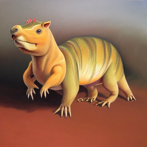 dinosaur capybara, , 3D, Oil Painting