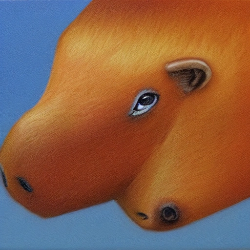 dinosaur capybara, , 3D, Oil Painting