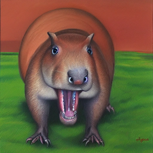 dinosaur capybara, , 3D, Oil Painting