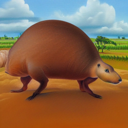 dinosaur capybara, , 3D, Oil Painting