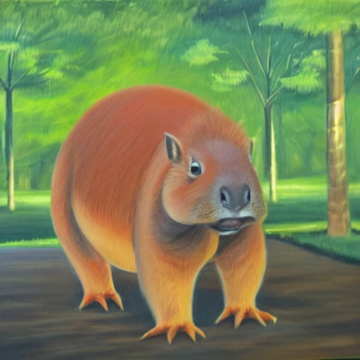 dinosaur capybara, , 3D, Oil Painting