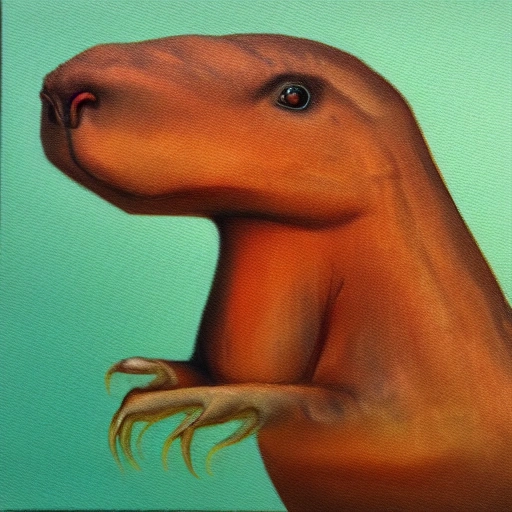 dinosaur capybara, , 3D, Oil Painting