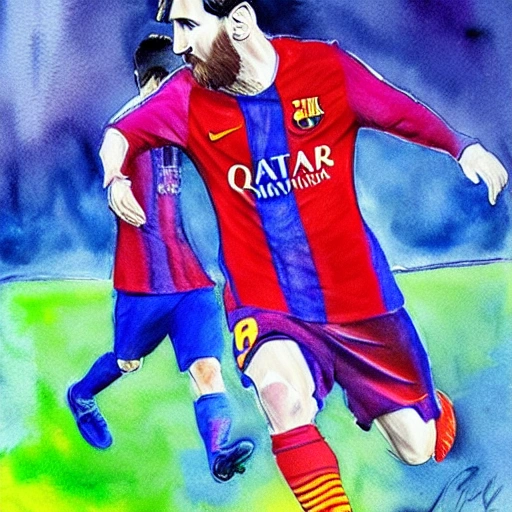 messi , Water Color