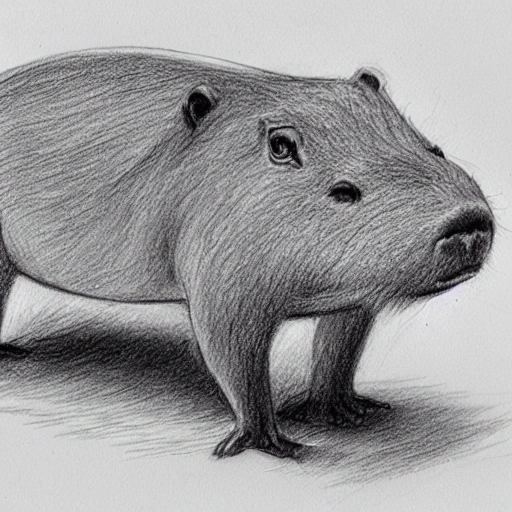 capybara dinosaurio, 3D, Pencil Sketch