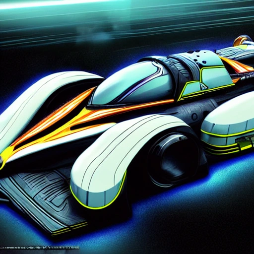 scifi racing car with racing stripes, cyberpunk style, star wars ...