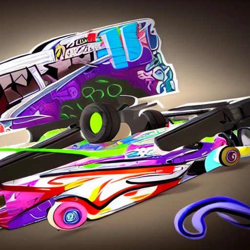 kart design, modern, graffiti, 3D, unreal engine, concept