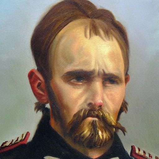 painting of union army civil war soldier, with a sad expression on his face. , Oil Painting