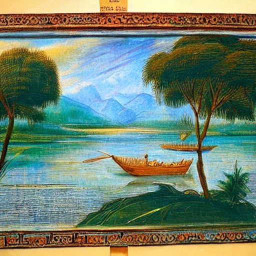 nile river , painted like leonardo de vinci