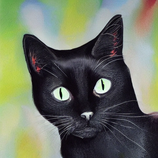 black cat, Water Color