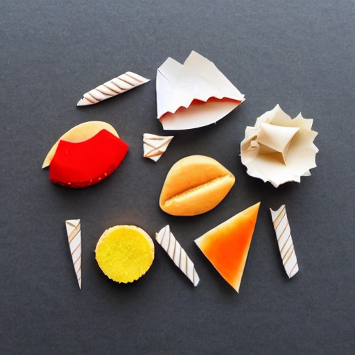 composition of sweets in cut paper