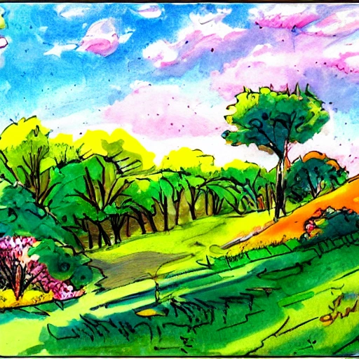  paisaje de primavera,  ,   , Cartoon