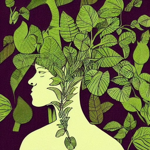 tryppy illustration of a woman made of plants Mark Arminski style