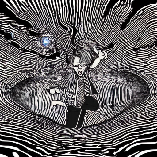 trippy illustration of a person levitating