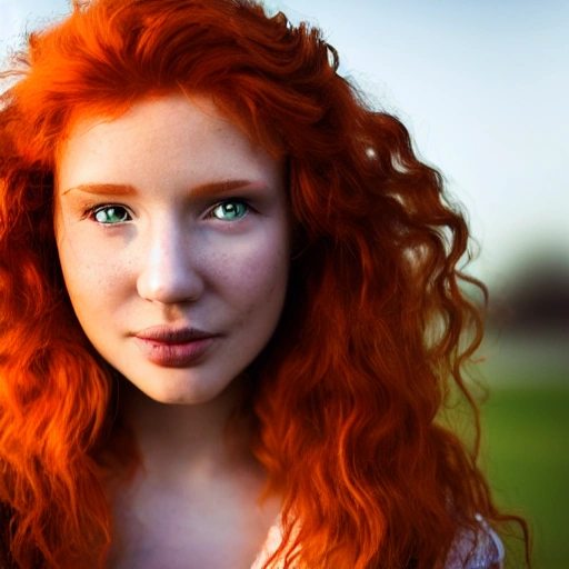 Redhead woman, photography, depth of field f2.8 3.5, 25mm lens, 8k, ultra-realistic --v 4 --q 2 --v 4 --s 750 --uplight
