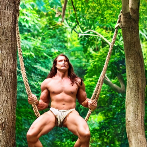 tarzan swinging at tree
