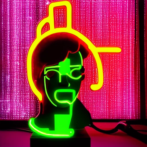 , Cartoon, max quality, high definition, sculpture the david neon, cyberpunk