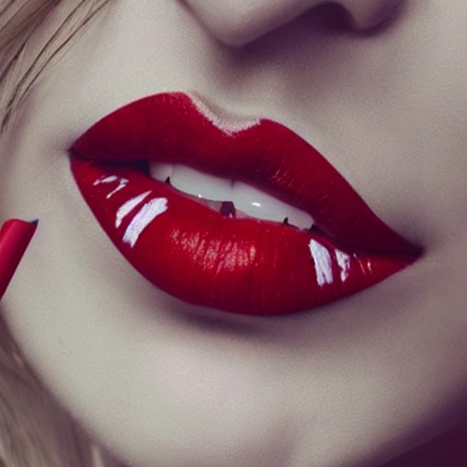 girl, closed eyes,red lips, realistic, blonde - Arthub.ai