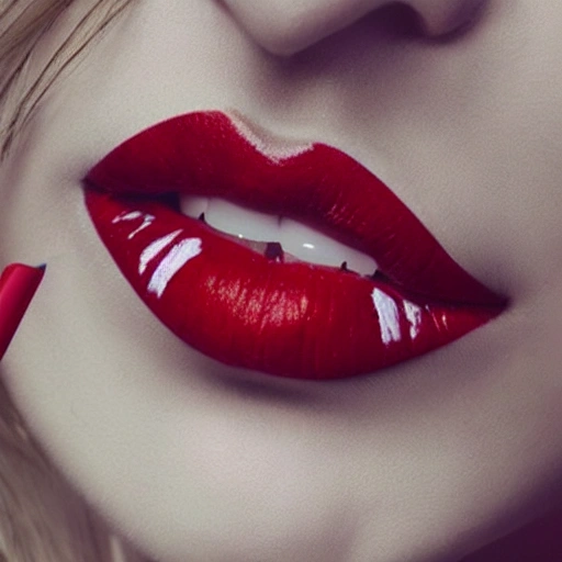 girl, closed eyes,red lips, realistic, blonde