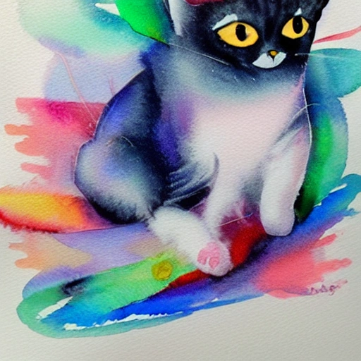 , Water Color, Water Color gato robotico, - Arthub.ai