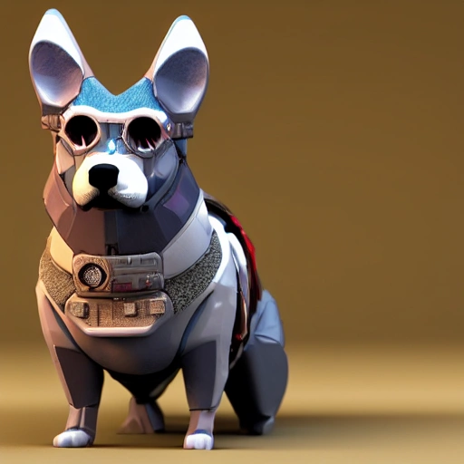 3d render cyberpunk Corgi