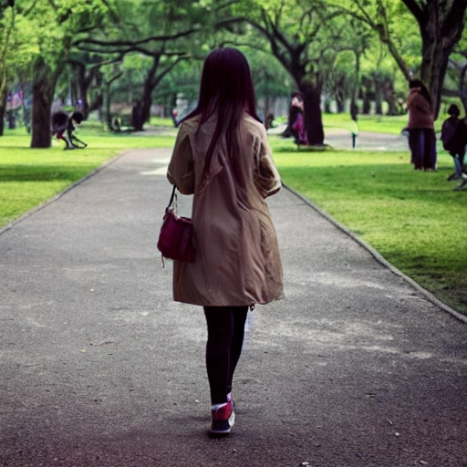 a chinese girl in park