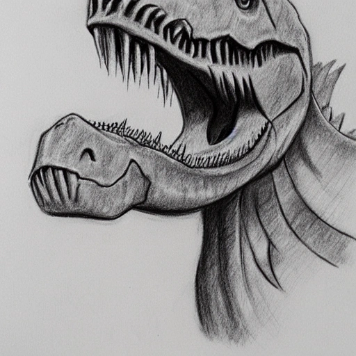 , Cartoon dinosaur for painting, Pencil Sketch