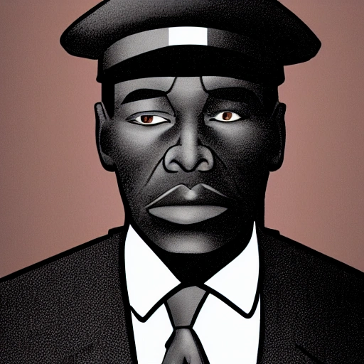 a man, black features, in a blue suit, wearing a black cap, with a suitcase in his left hand, holding a bible in his right hand, in a position of thanksgiving to God, details on his face, details on his clothes, super realistic.