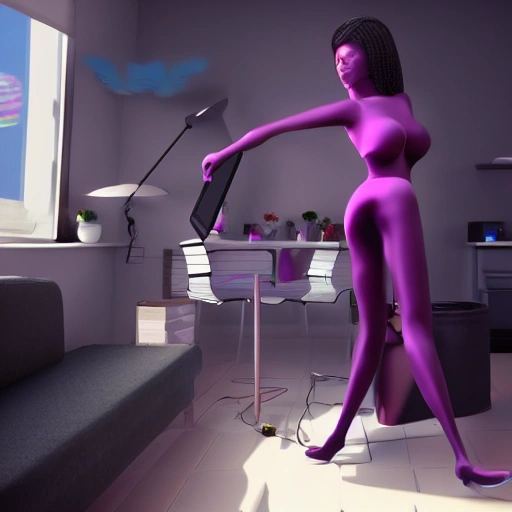 Una hermosa mujer intentando tocar un agujero negro, ray tracing,simulación, 3d , HQ., Cartoon