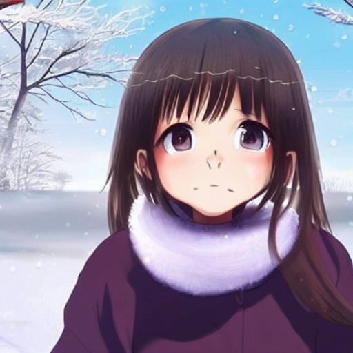 Niña anime de frente mostrando elsu rostro quemado por el poder que emite al llorar hielo super helado con sus manos igual de quemadas por este extraño poder del frio -anime-
 