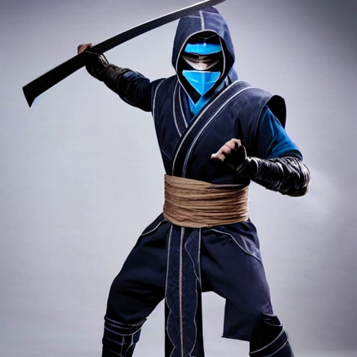 Un ninjato realista del clan lin kuei de mortal kombat reacreacion hiperealista
