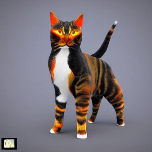 3d render cyberpunk calico CAT