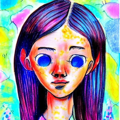 a girl, Trippy, Cartoon, 3D, Pencil Sketch, Oil Painting, Water Color