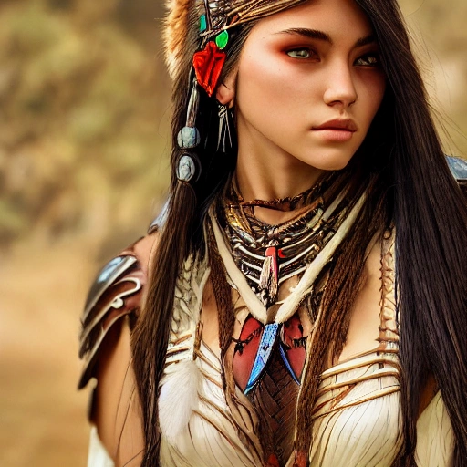 mdjrny-v4 style portrait photograph of Madison Beer as Pocahonta ...