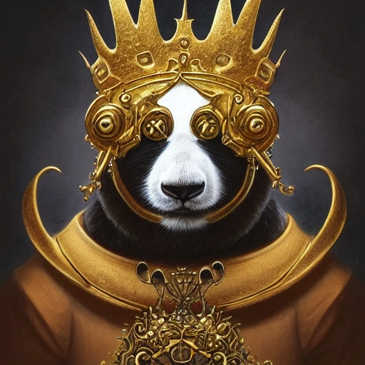 Ragdoll panda king wearing a golden crown, intricate, elegant, highly detailed, centered, digital painting, artstation, concept art, smooth, sharp focus, illustration, artgerm, Tomasz Alen Kopera, Peter Mohrbacher, donato giancola, Joseph Christian Leyendecker, WLOP, Boris Vallejo, Avatar, Punk, Cartoon, ESG
, Water Color, Trippy, Cartoon