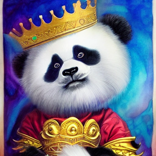 Ragdoll panda king wearing a golden crown, intricate, elegant, highly detailed, centered, digital painting, artstation, concept art, smooth, sharp focus, illustration, artgerm, Tomasz Alen Kopera, Peter Mohrbacher, donato giancola, Joseph Christian Leyendecker, WLOP, Boris Vallejo, Avatar, Punk, Cartoon, ESG
, Water Color, Trippy, Cartoon, 3D, Pencil Sketch, 3D, Oil Painting, Water Color