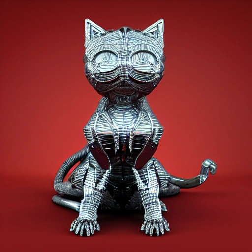 , 3DA hyper-detailed complex 3d render of a cute cyborg kitten made out of metal, glowing cinematic, detailed wire, vibrant details, unreal engine, octane render, cinematic shot, flawless detail, award-winning, expertly crafted, meticulously composed photography, creative, 8k, rim light, dynamic lighting