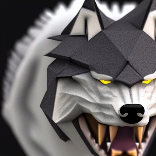 3d render samurai head wolf