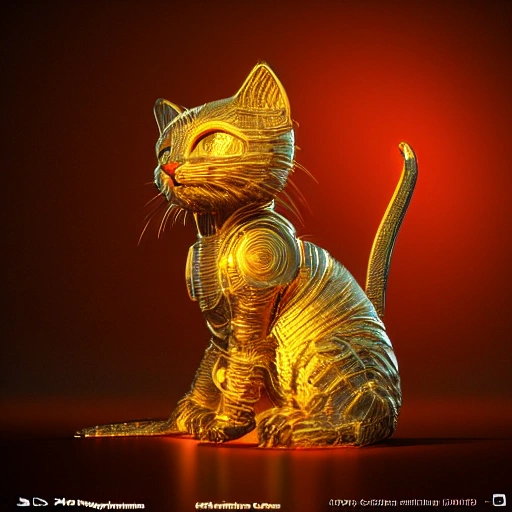 , 3DA hyper-detailed complex 3d render of a cute cyborg kitten made out of metal, glowing cinematic, detailed wire, vibrant details, unreal engine, octane render, cinematic shot, flawless detail, award-winning, expertly crafted, meticulously composed photography, creative, 8k, rim light, dynamic lighting