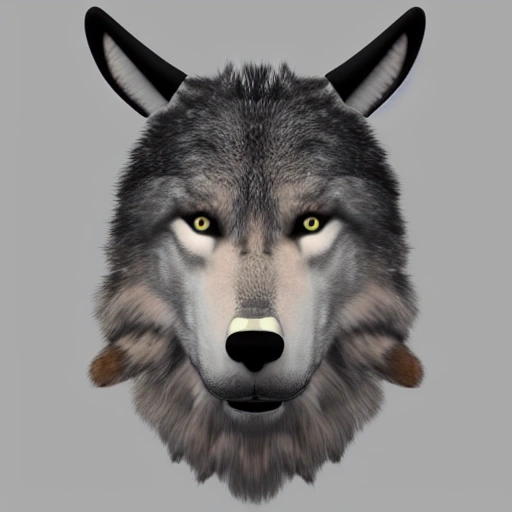 3d render vikingo head wolf  with headphones Over-Ear