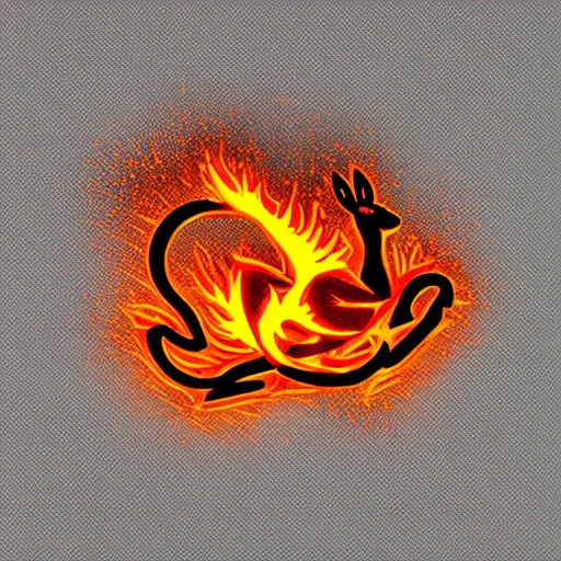 kangaroo_warrior_logo_fire_smoke_rage, 3D