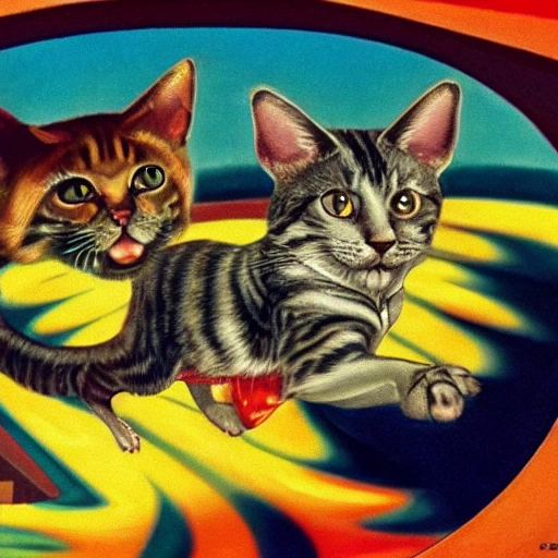 Tcat chases mouse, dog chases cat，cozy，funny，twentieth century，color picture，2k，1920X1080, 3D, Trippy, Trippy
