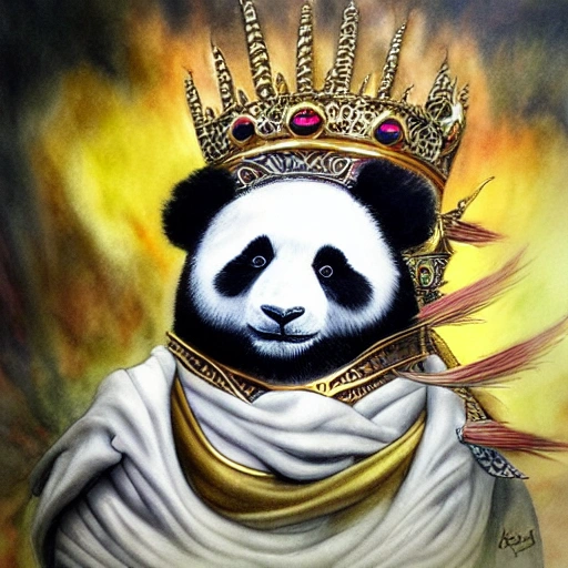 Ragdoll panda king wearing a golden crown, intricate, elegant, highly detailed, centered, digital painting, artstation, concept art, smooth, sharp focus, illustration, artgerm, Tomasz Alen Kopera, Peter Mohrbacher, donato giancola, Joseph Christian Leyendecker, WLOP, Boris Vallejo, Avatar, Punk, Cartoon, ESG
, Water Color, Trippy, Cartoon, 3D, Pencil Sketch, 3D, Oil Painting, Water Color